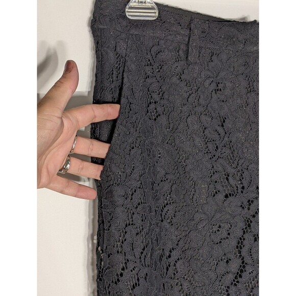 Women's Black Lace Slim Fit Ankle Length Pants Size 8 Holiday Office Party - Picture 5 of 12
